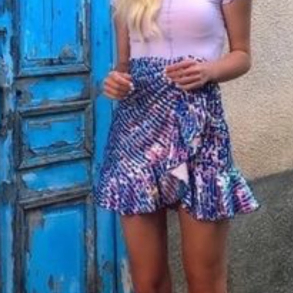Zara Sequin Ruffle Mini Skirt